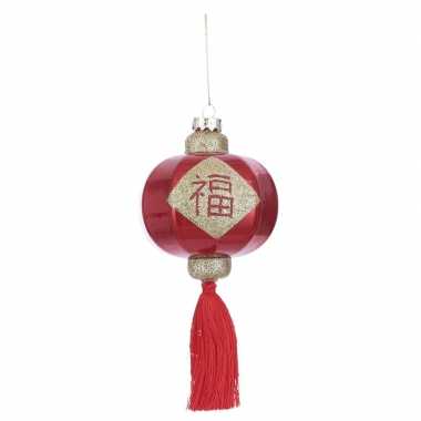 1x kerstboomversiering hangers chinese lantaarns rood 8 cm