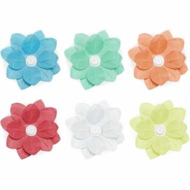 30x drijvende kaarsen/lantaarns bloemen 29 cm gekleurd papier