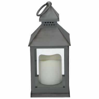 Halloween - lantaarn led kaars grijs 24 cm