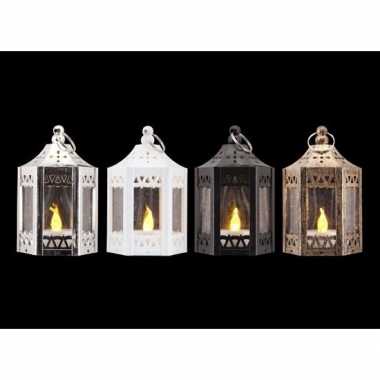 Kerst bronzen lantaarn met led theelichtje 10 cm