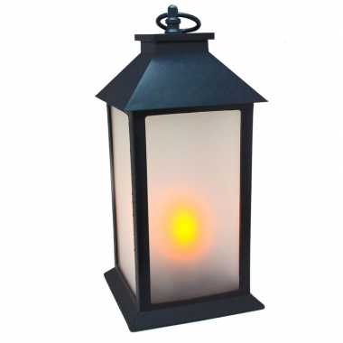 Led lantaarn zwart met gloei effect 30 cm