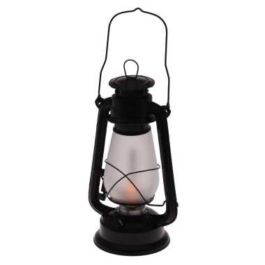 Led stormlantaarn/windlicht mat zwart op batterijen 12 x 30 cm