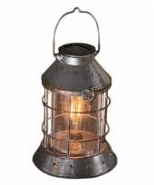 1x stuks zilveren solar lantaarns antiek look 23 cm