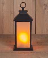 1x zwarte led lantaarns met vlameffect en timer 30 cm