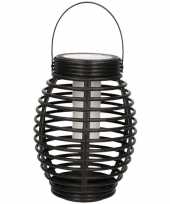 1x zwarte solar lantaarns met vlam effect 19 cm