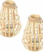 2x stuks bamboe lantaarns windlichten manilla 29 x 40 cm