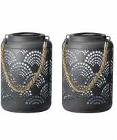 2x stuks solar lantaarn ijzer antraciet 23 cm