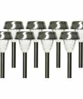 8x buiten led rvs lantaarn stekers solar verlichting 24 cm