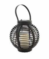 Buiten tuin zwarte rotan lampionnen hanglantaarns 20 cm solar tuinverlichting