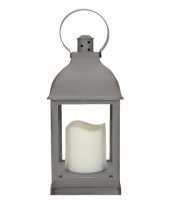 Halloween lantaarn led kaars grijs 24 cm type 2