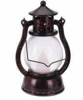 Koperen horror lantaarn decoratie 12 cm vlam led licht op batter