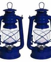 Set van 2x stuks stormlantaarns blauw led 24 cm