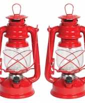 Set van 2x stuks stormlantaarns rood led 24 cm