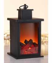 Sfeerhaarden lantaarns met led verlichting inclusief timer 14 x 14 x 25 cm