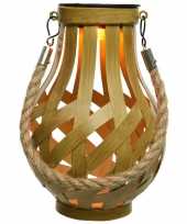 Solar lantaarn ijzer met vlam effect goud 18 5 cm