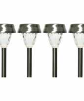 Voordeelset 24x buiten led rvs lantaarn stekers solar verlichting 24 cm