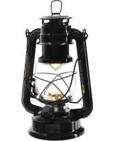 Zwarte led licht stormlantaarn 24 cm