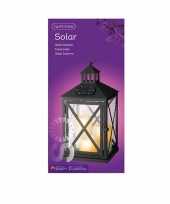 Zwarte solar led licht lantaarn met kaarsen 41 cm
